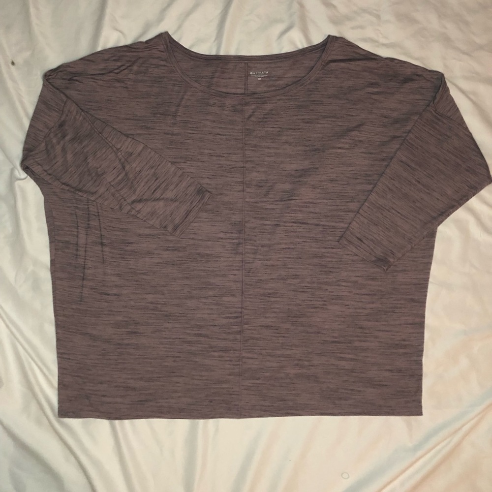 Athleta Shirt Womens 3X Pink Red Boatneck 3/4 Sleeve Top Raglan